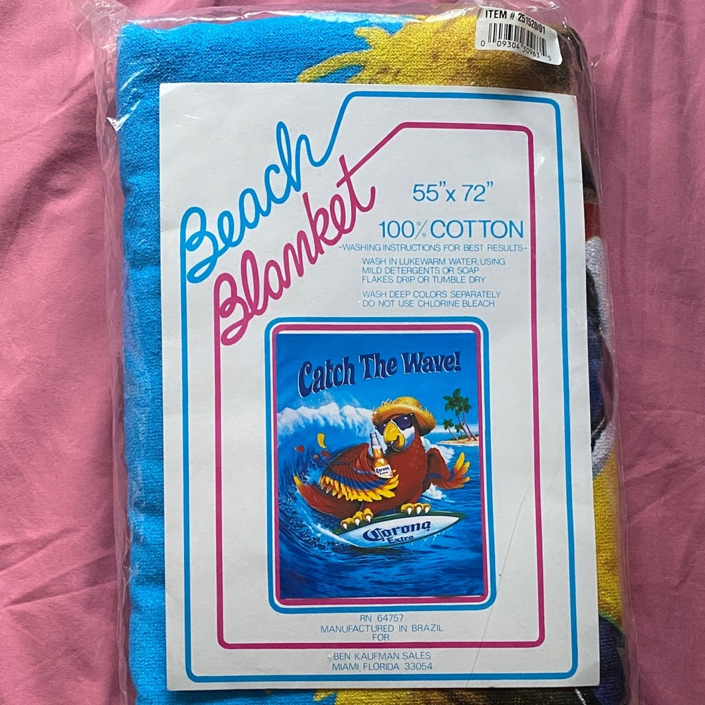 NOS Vintage Corona Extra 100% Cotton Beach Blanket